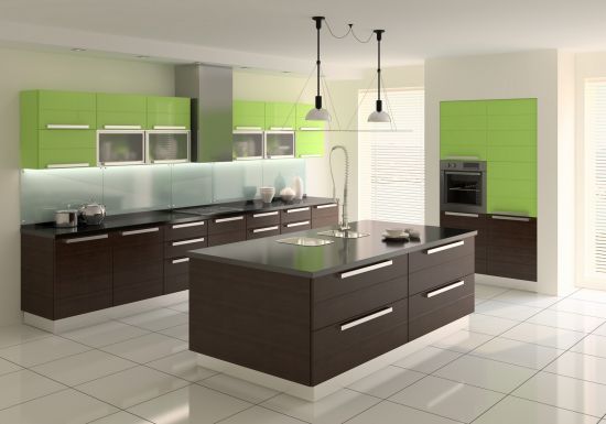 зеленая кухня в стиле модерн
