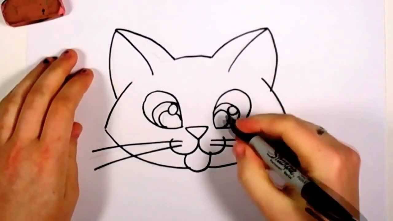 Включи видео как сделать красивую. Рисунки. Рисунки для начинающих. Кот для рисования. Рисование очень легко.